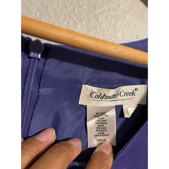 Coldwater Creek Womens Dress Size 16 Purple Linen Rayon Sleeveless Lagenlook - Picture 2 of 8